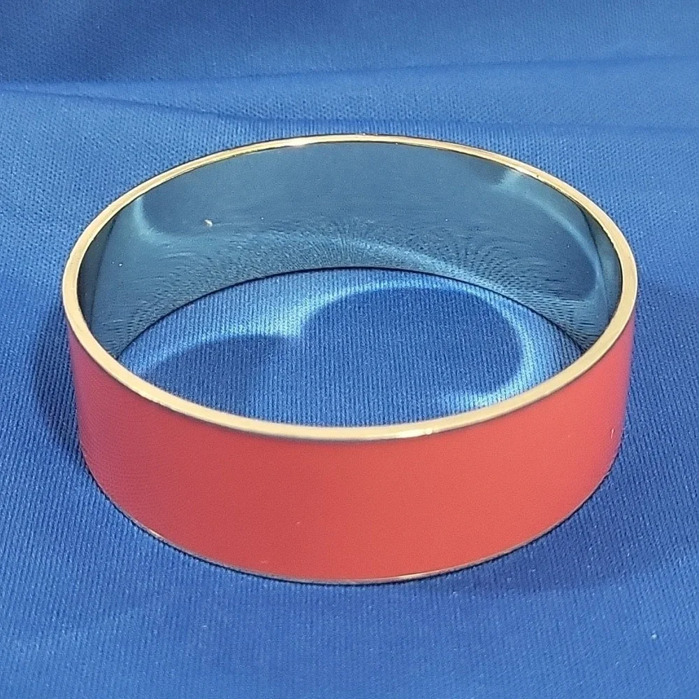 Anne Taylor‎ Wide Bangle Coral Pink Enamel Gold-Tone Bracelet
